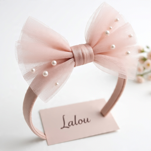 Lalou Pearl-Embellished Tulle Bow Headband