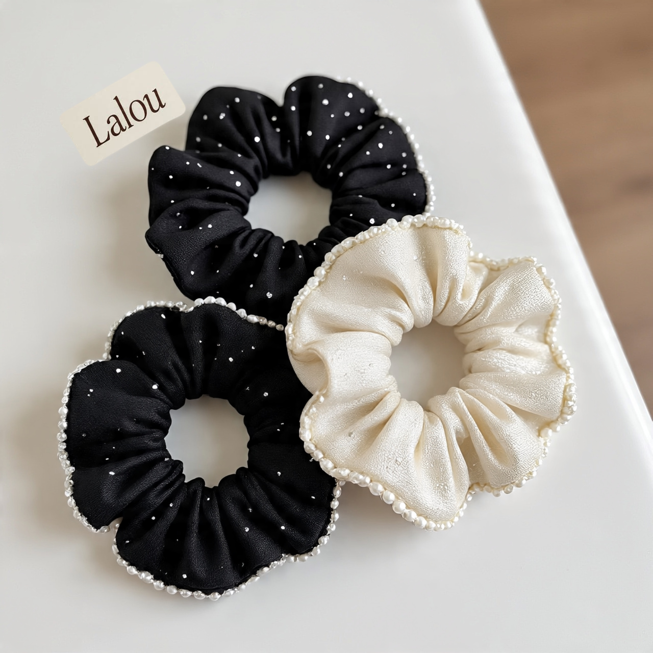 Pearl-Trimmed Scrunchies