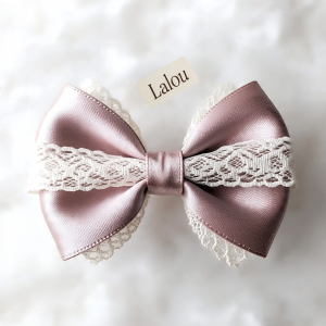 Lace-Trimmed Satin Bow Hair Clip