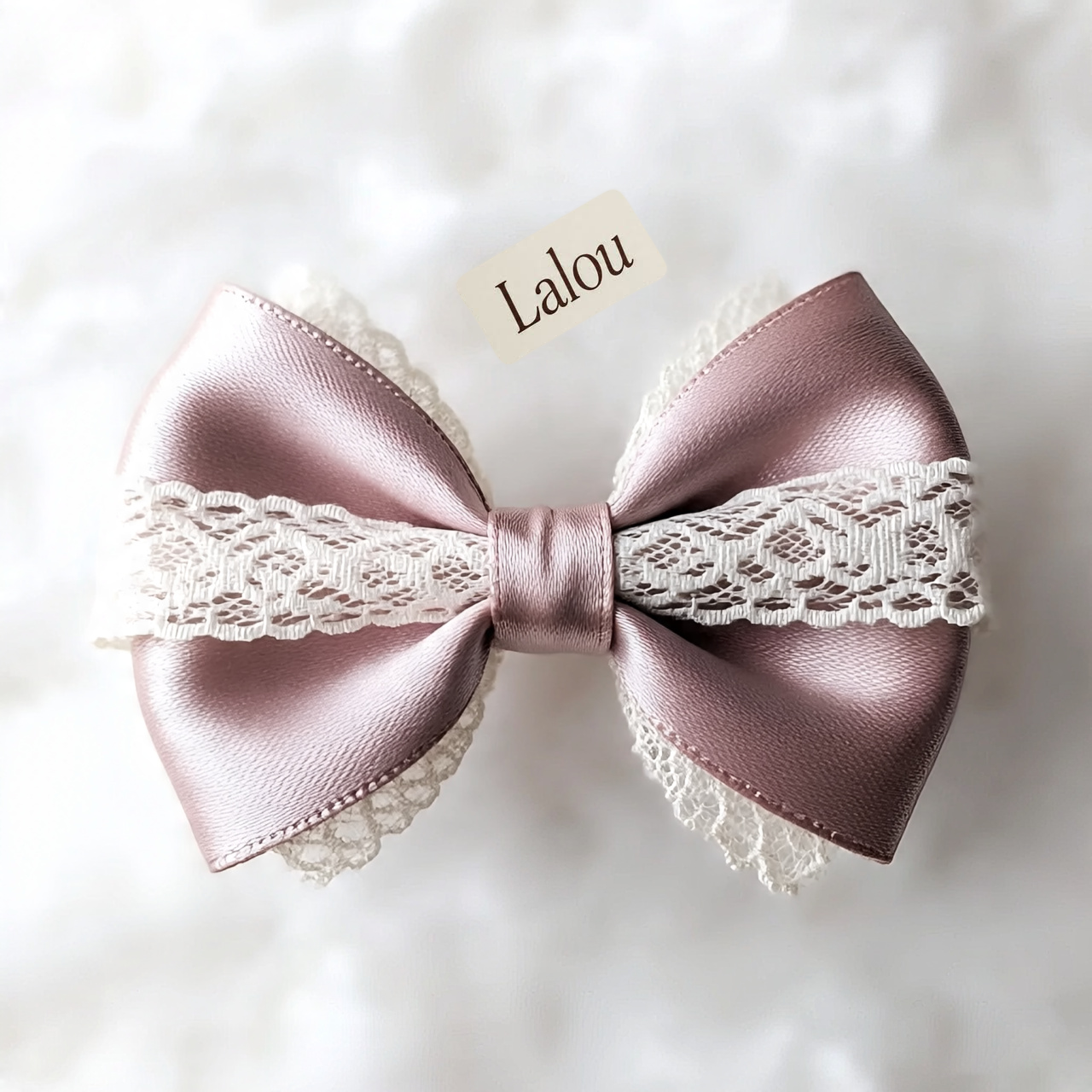 Lace-Trimmed Satin Bow Hair Clip