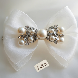 Lalou Pearl and Crystal Bow Hair Clip