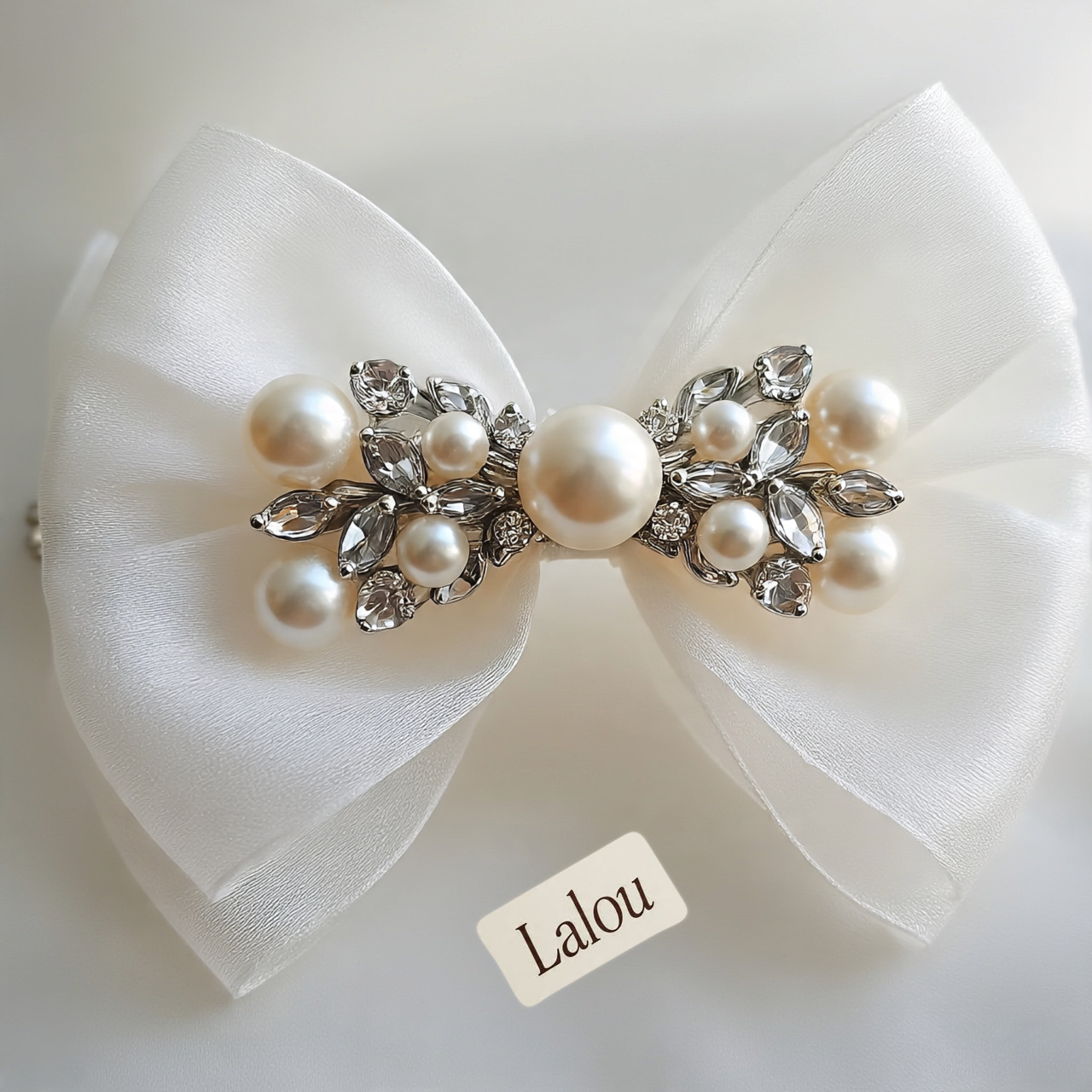 Lalou Pearl and Crystal Bow Hair Clip
