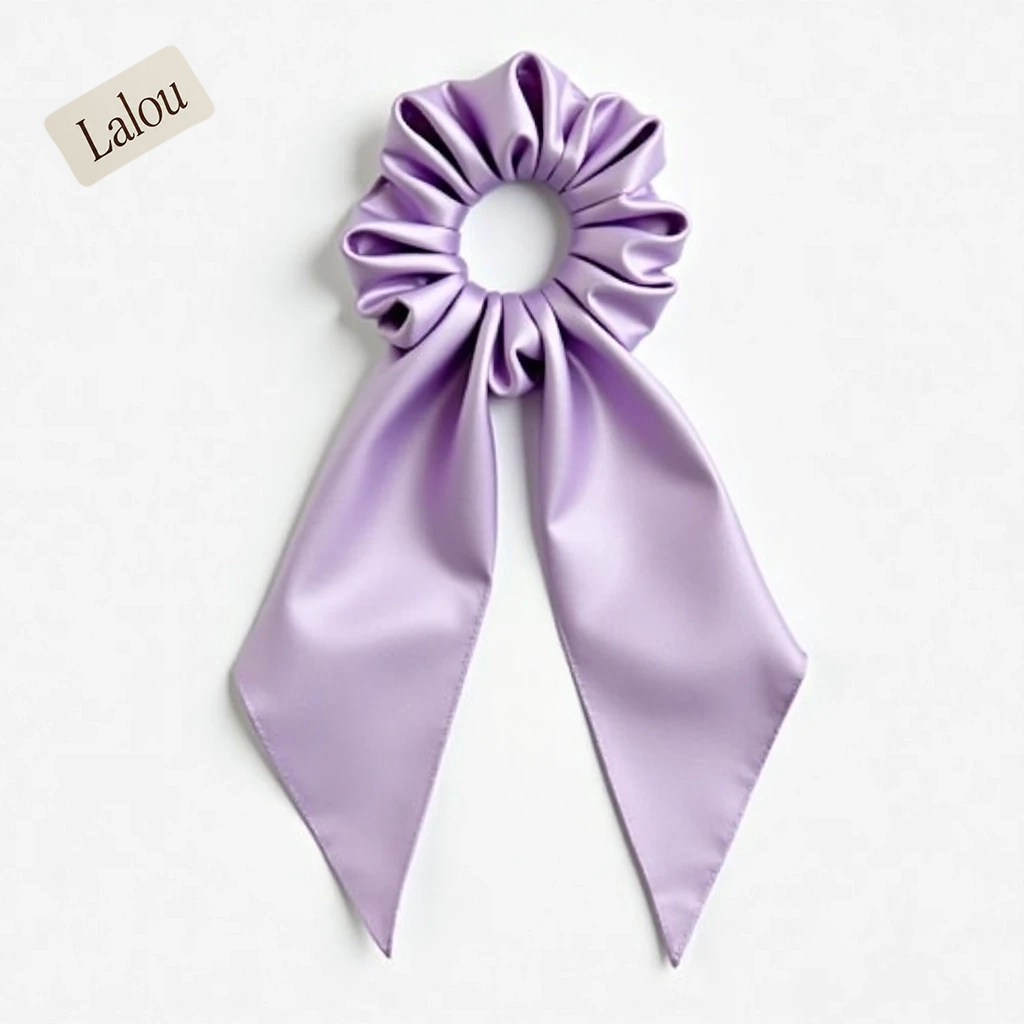Lalou Lilac Satin Scrunchie with Tail