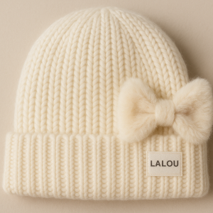 Lalou Knit Beanie with Faux Fur Bow