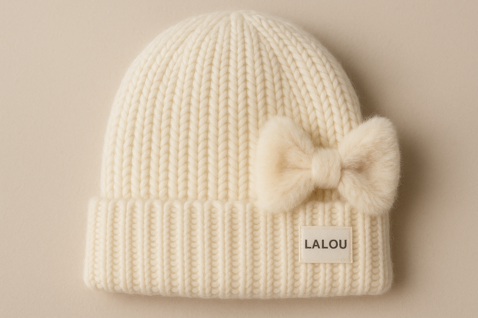 Lalou Knit Beanie with Faux Fur Bow