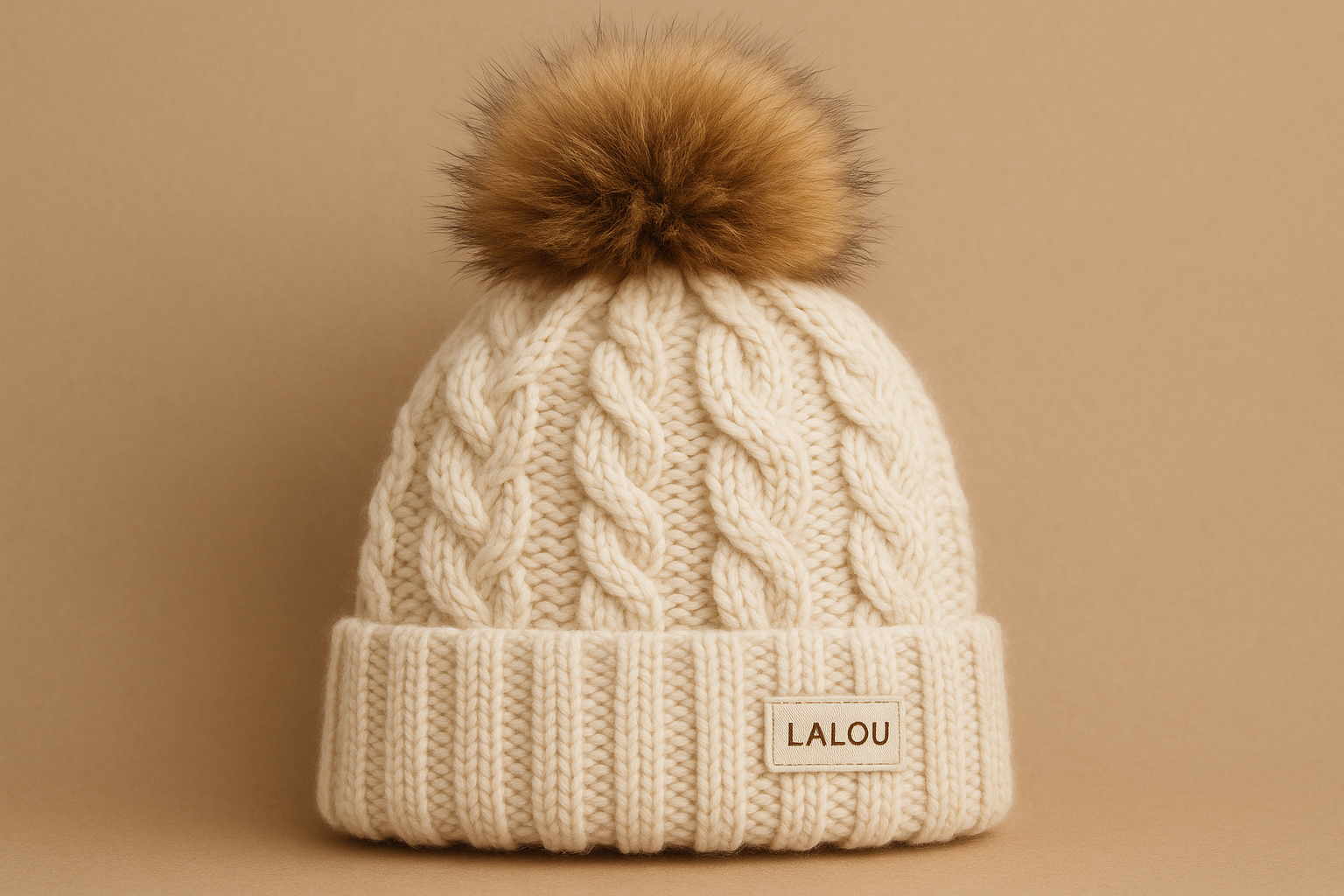 Lalou Cable Knit Beanie with Pom-Pom