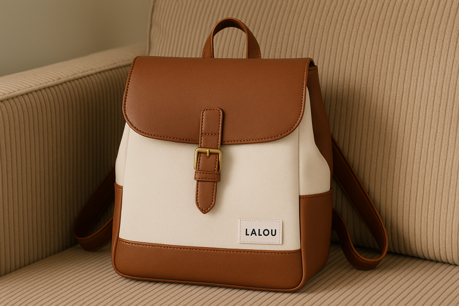 Lalou Two-Tone Flap Backpack